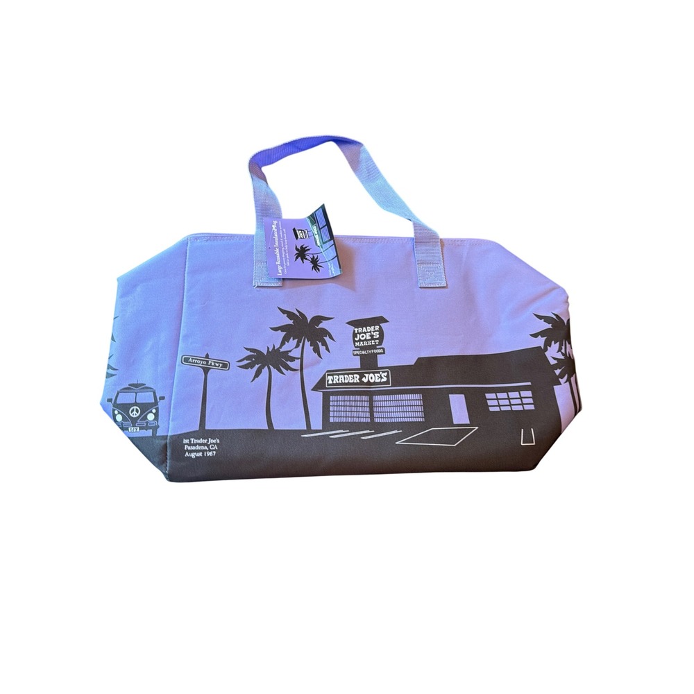 Trader Joe's Insulated Bag Purple Large Reusable 8 Gallon Pasadena 1967 Retro